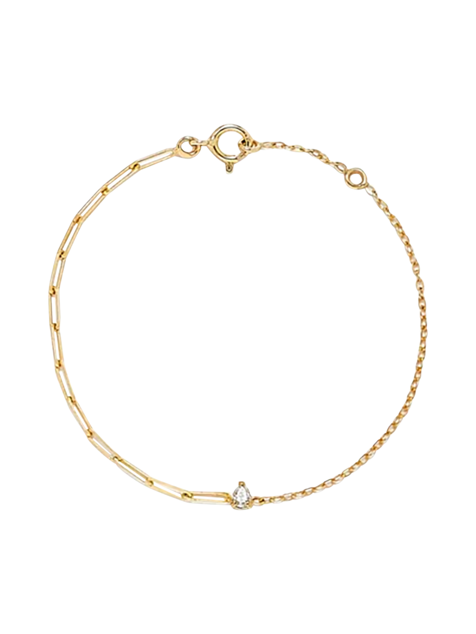 Yellow gold pear diamond solitaire bracelet